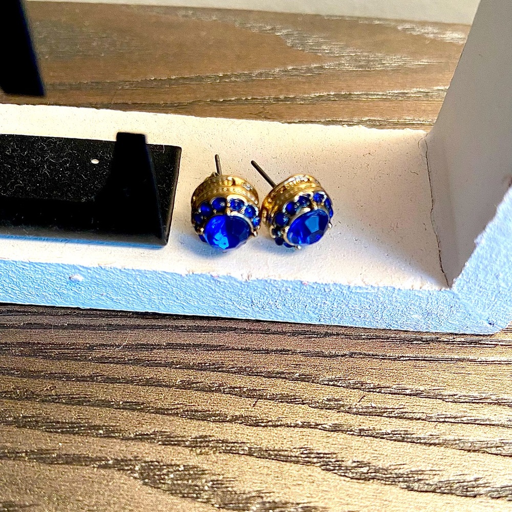 Ocean Blue And Gold Stud Earrings